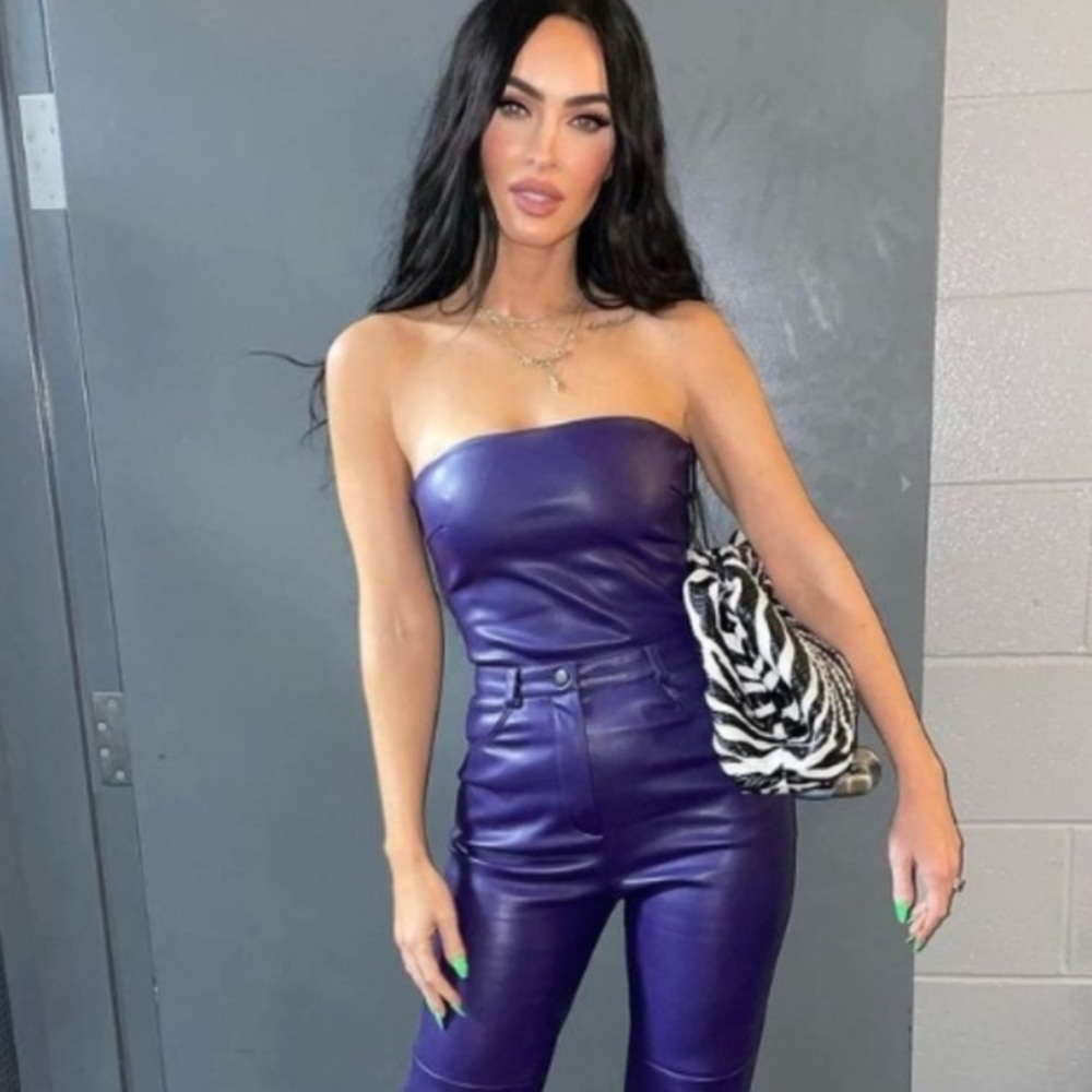 CULTNAKED Purple Strapless Leather top